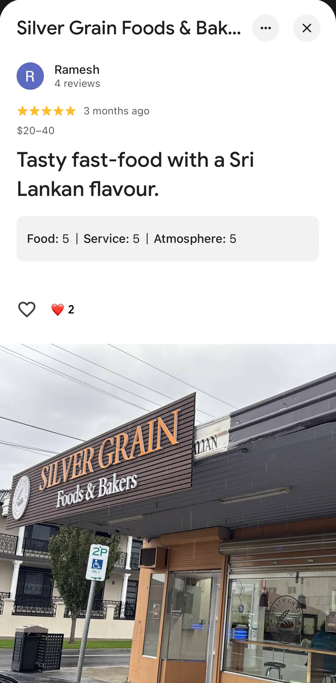 Google review 5 of 19 — Silver Grain Foods & Bakers